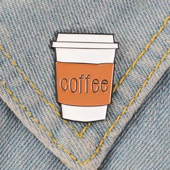 Jewelry - COFFEE coffee cup enamel fashion statement pin new